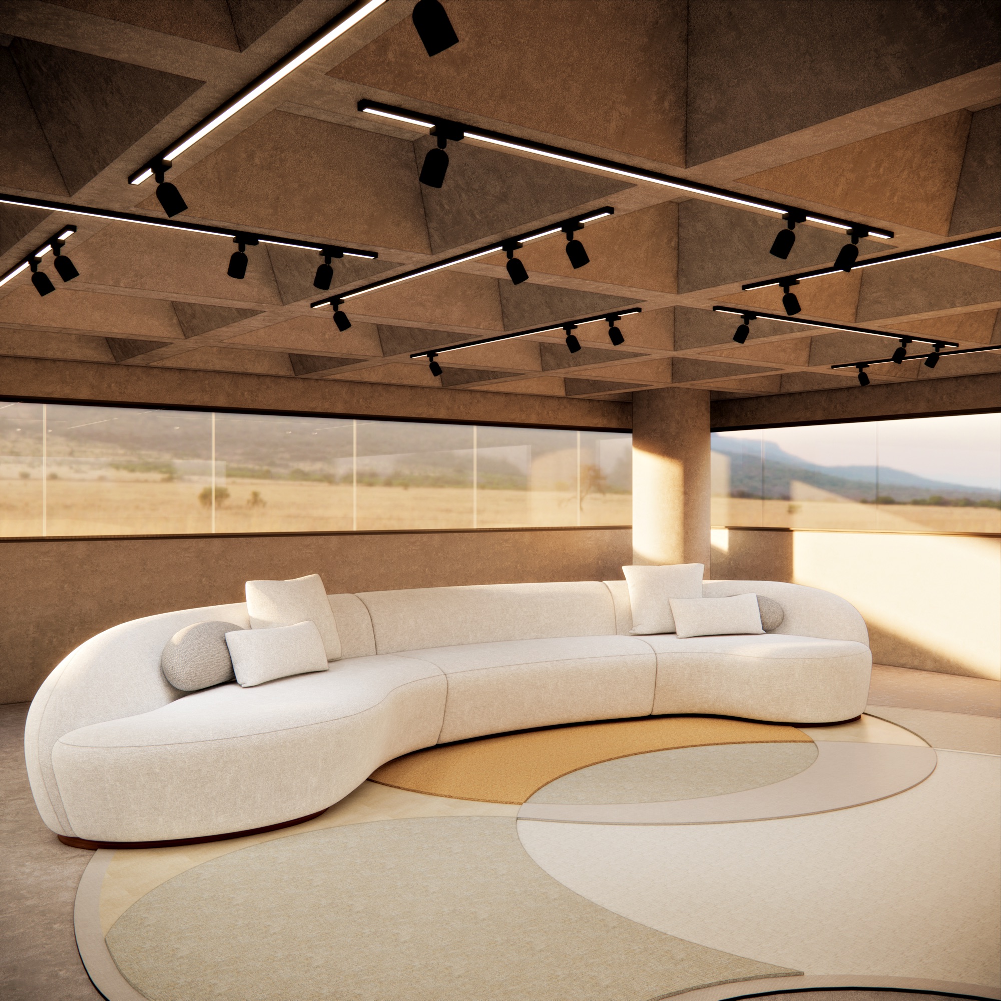 Detalhe do tapete RUG IT! em sala de estar