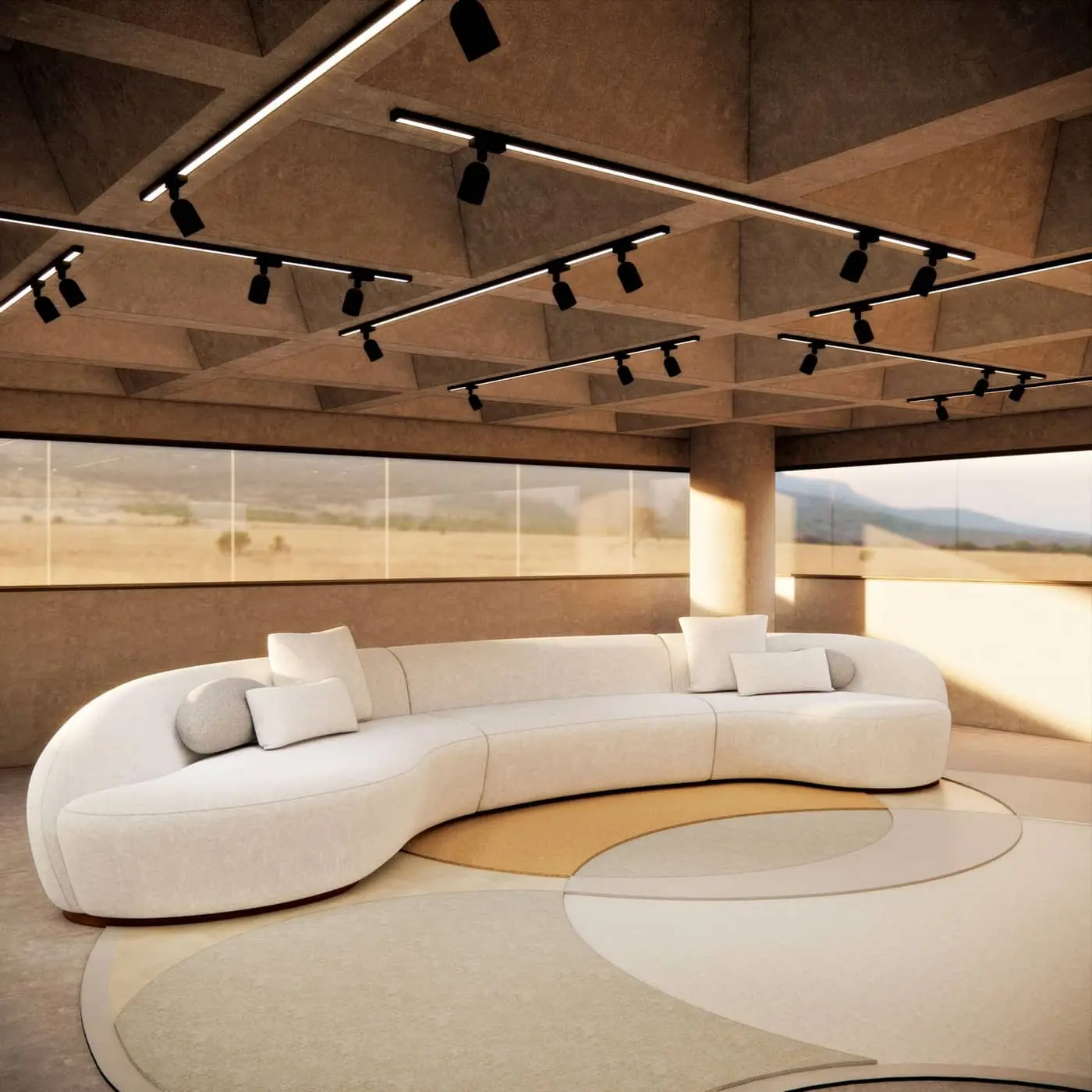 Detalhe do tapete RUG IT! em sala de estar